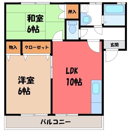 宇都宮駅 バス28分  月見ケ丘児童公園下車：停歩7分 2階の物件間取画像